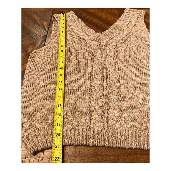 Tomboy Womens Sweater Vest Size L Tan Cable Knit Linen Cotton Blend Pullover - Picture 6 of 6